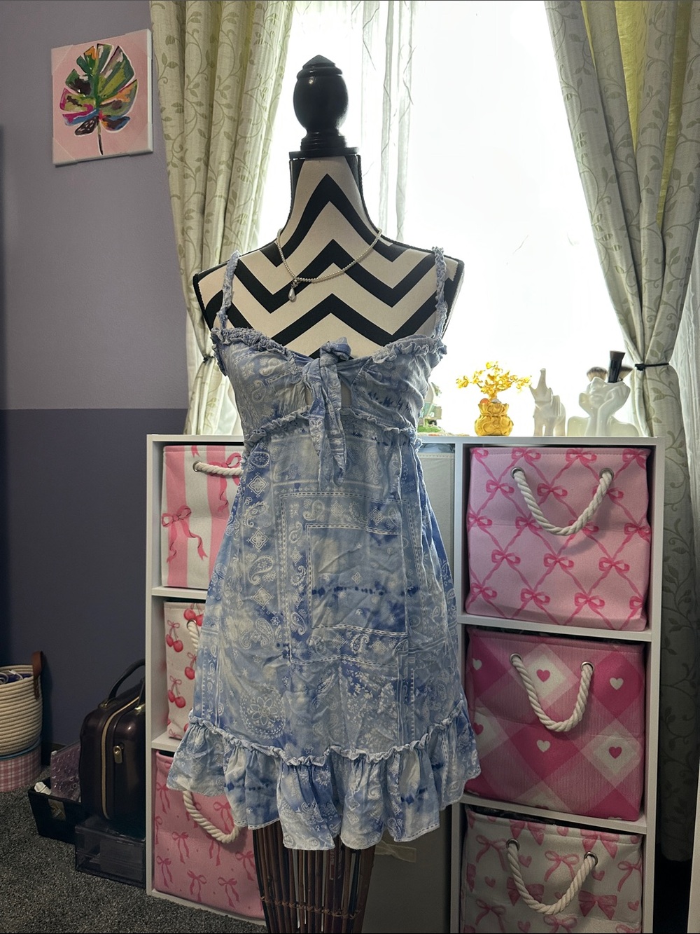 Ocean drive Blue Tie-Dye Ruffled Sundress S